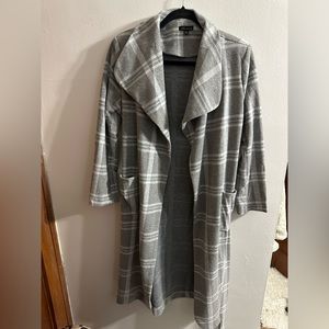 Gray and White Wrap Coat / Cardigan
